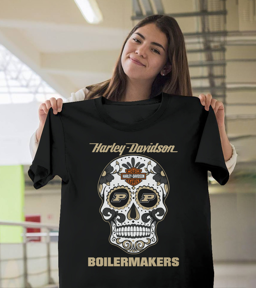 Harley Davidson Purdue Boilermakers Sugar Skull T-Shirt