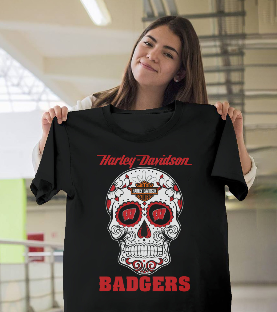 Harley Davidson Motor Cycles Wisconsin Badgers T-Shirt