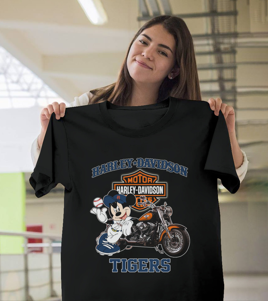 Harley Davidson Motor Mickey Mouse Detroit Tigers T-Shirt
