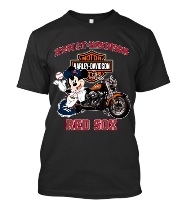 Harley Davidson Motorcycles Mickey Mouse Red Sox T-Shirt