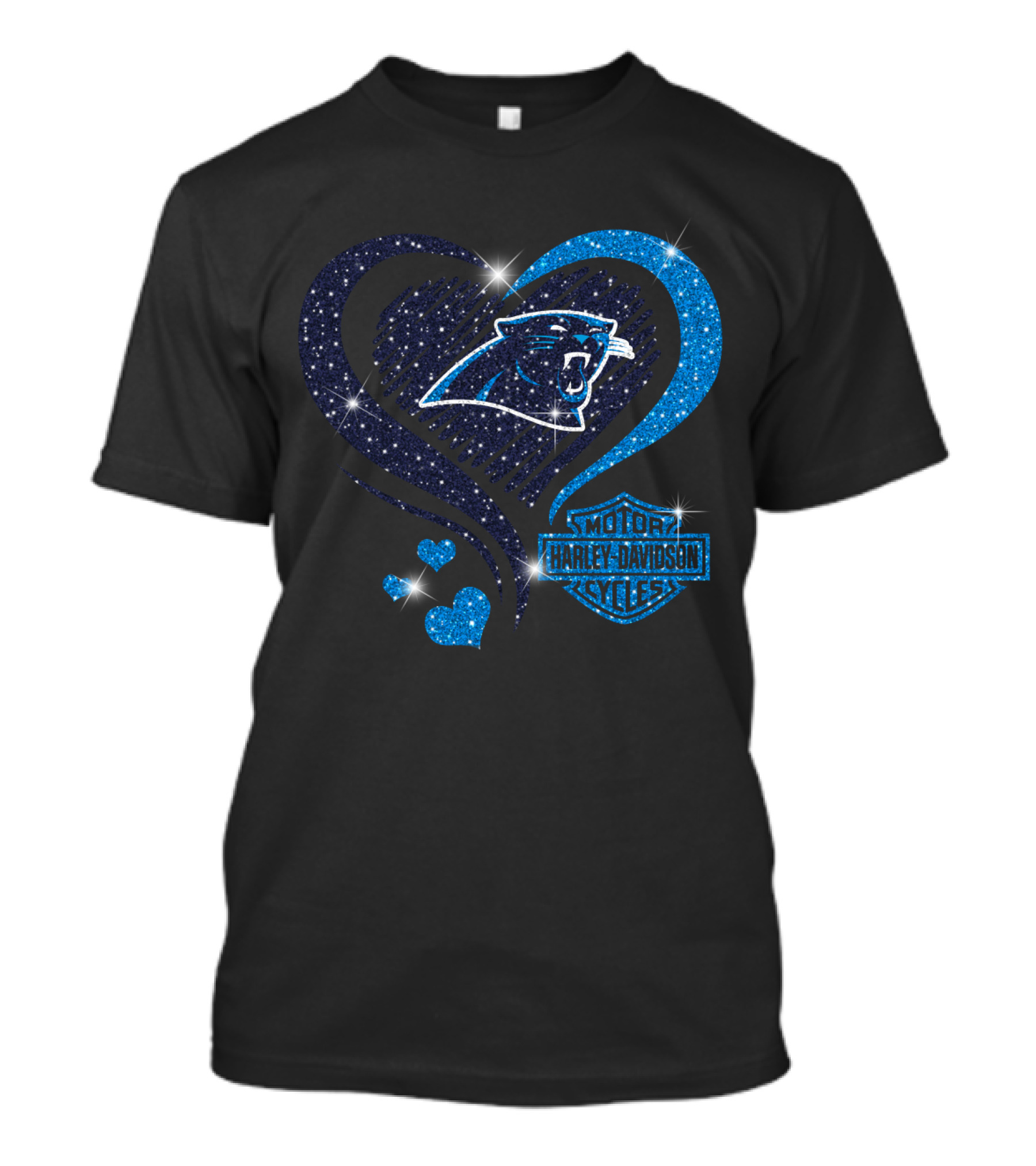 Carolina Panthers Heart Harley Davidson Cycles T-Shirt
