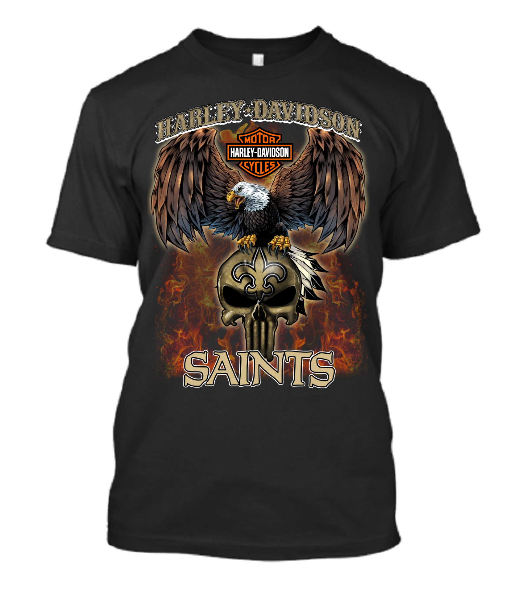 Harley Davidson Motorcycles Eagle Saints T-Shirt