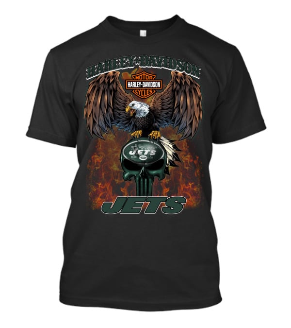 Harley Davidson New York Jets Motorcycle Eagles T-Shirt