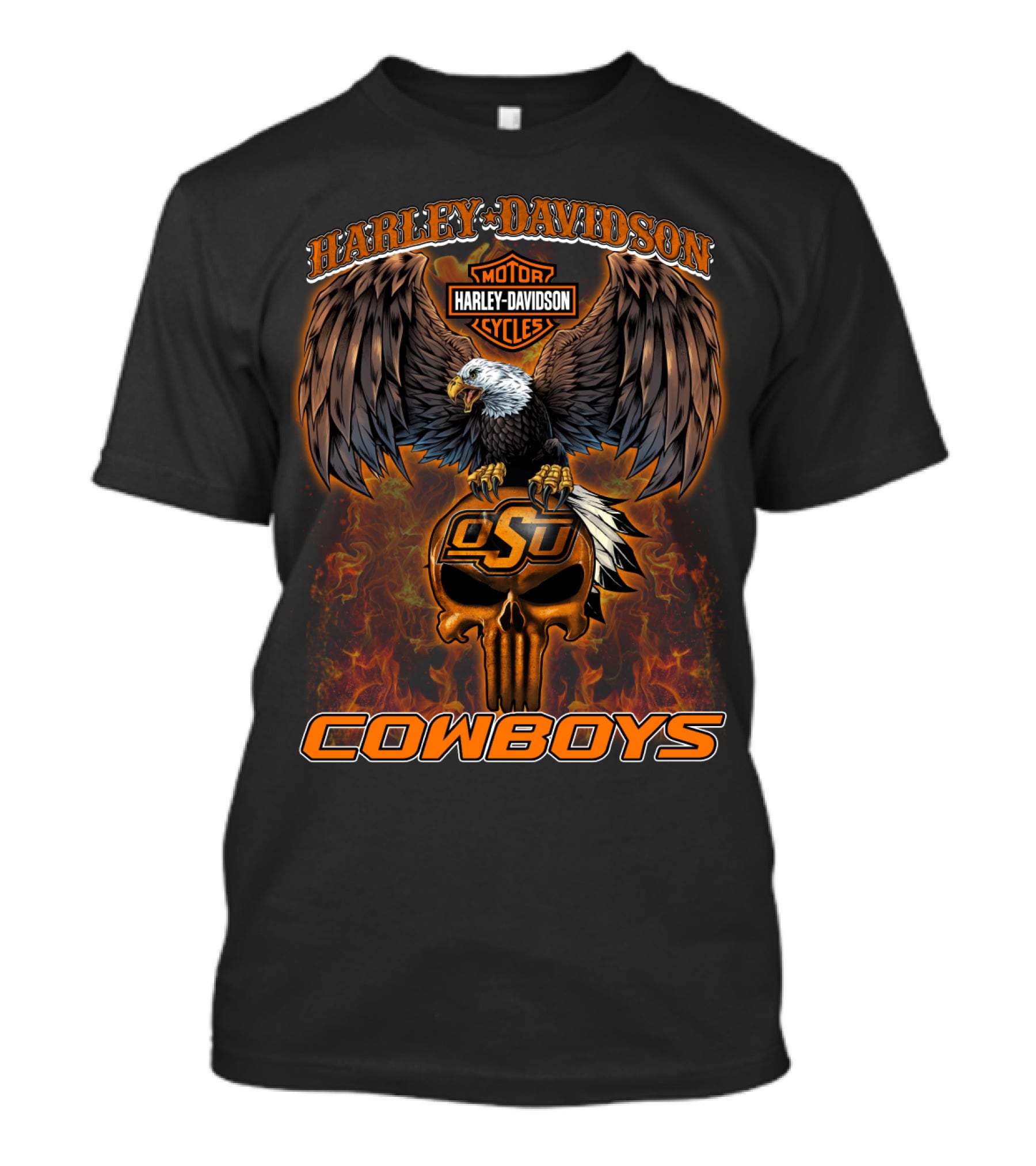 Harley Davidson Motorcycles Osu Cowboys Eagle T-Shirt