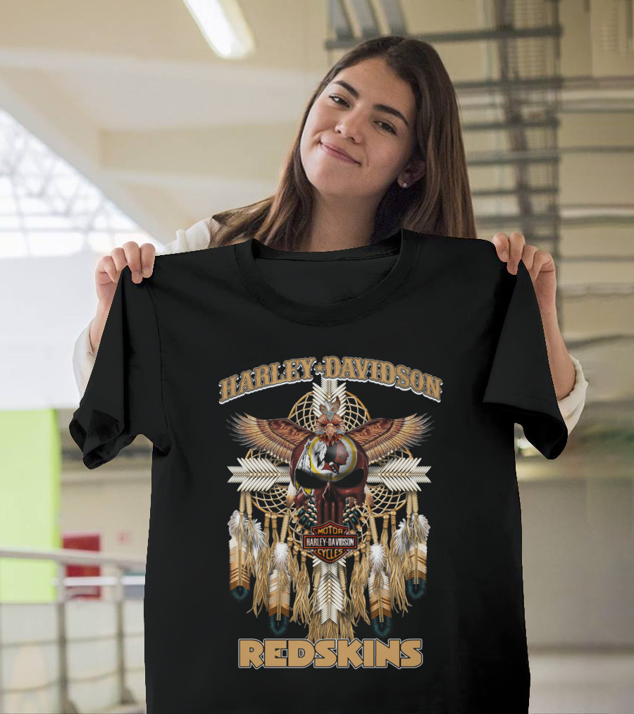 Harley Davidson Redskins Native Style Motif T-Shirt