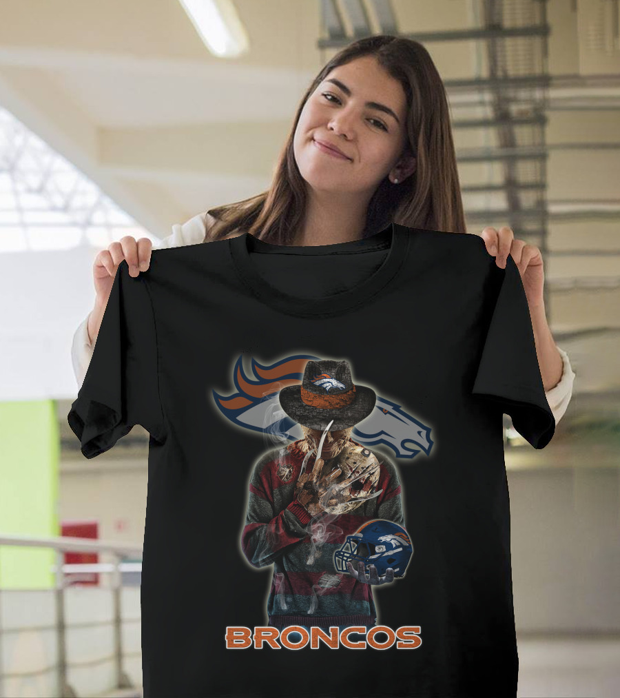 M2 Jason Voorhees Denver Broncos Freddy Krueger Crossover T-Shirt