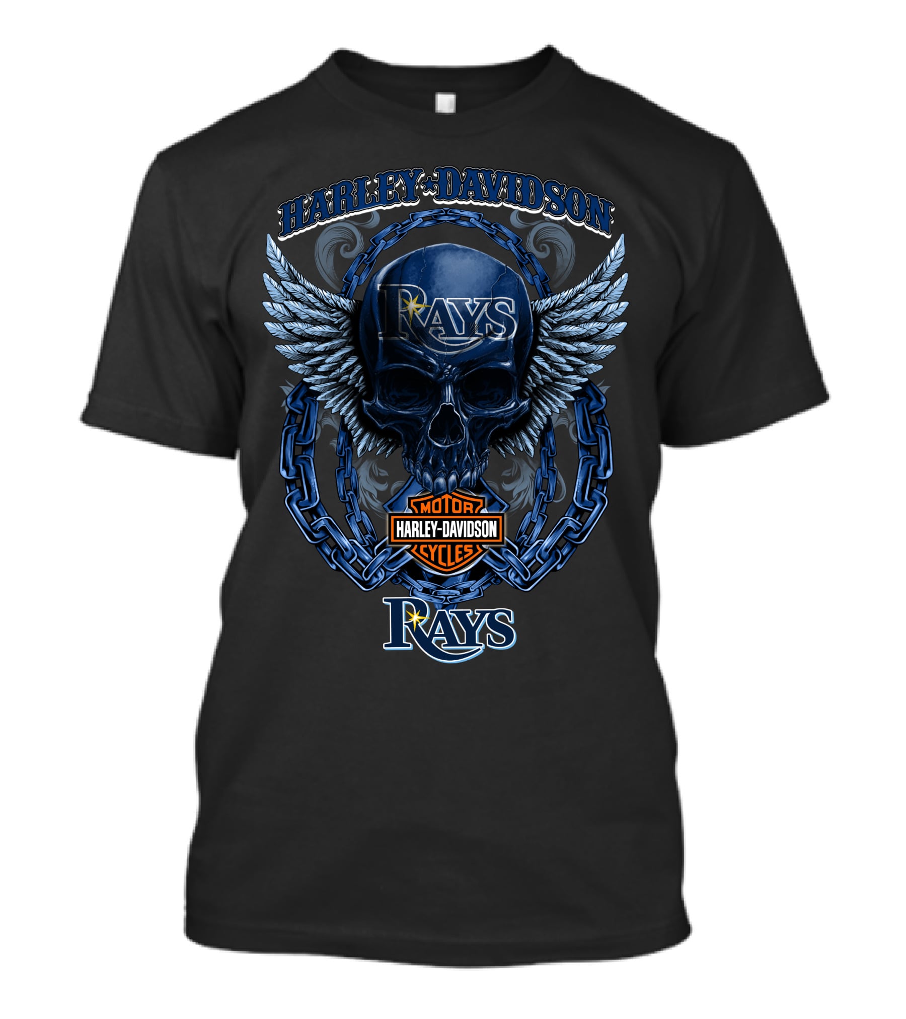 Harley Davidson Rays Skull Wings Motor Cycles T-Shirt