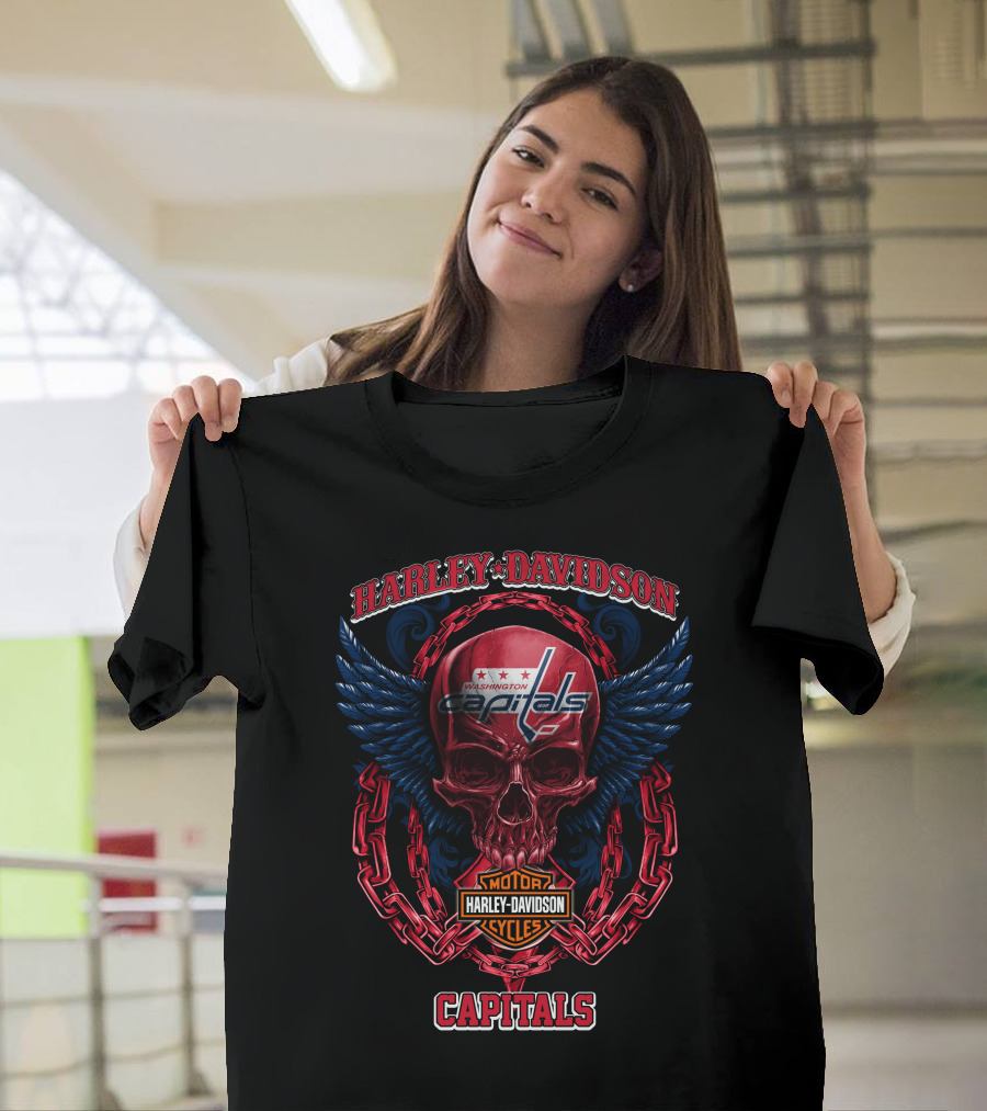 Harley Davidson Washington Capitals Nhl Motor Cycles Capitals T-Shirt