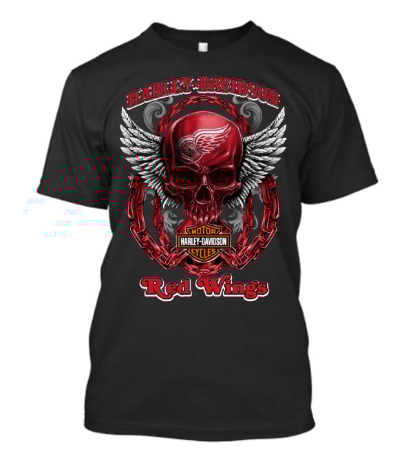 Harley Davidson Motor Cycles Red Wings T-Shirt