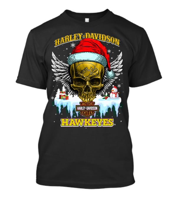 Harley Davidson Hawkeyes Motorcycles Holiday Skull And Wings T-Shirt