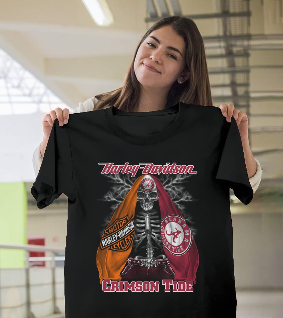 Harley Davidson Alabama Crimson Tide Skeleton M2D23 T-Shirt