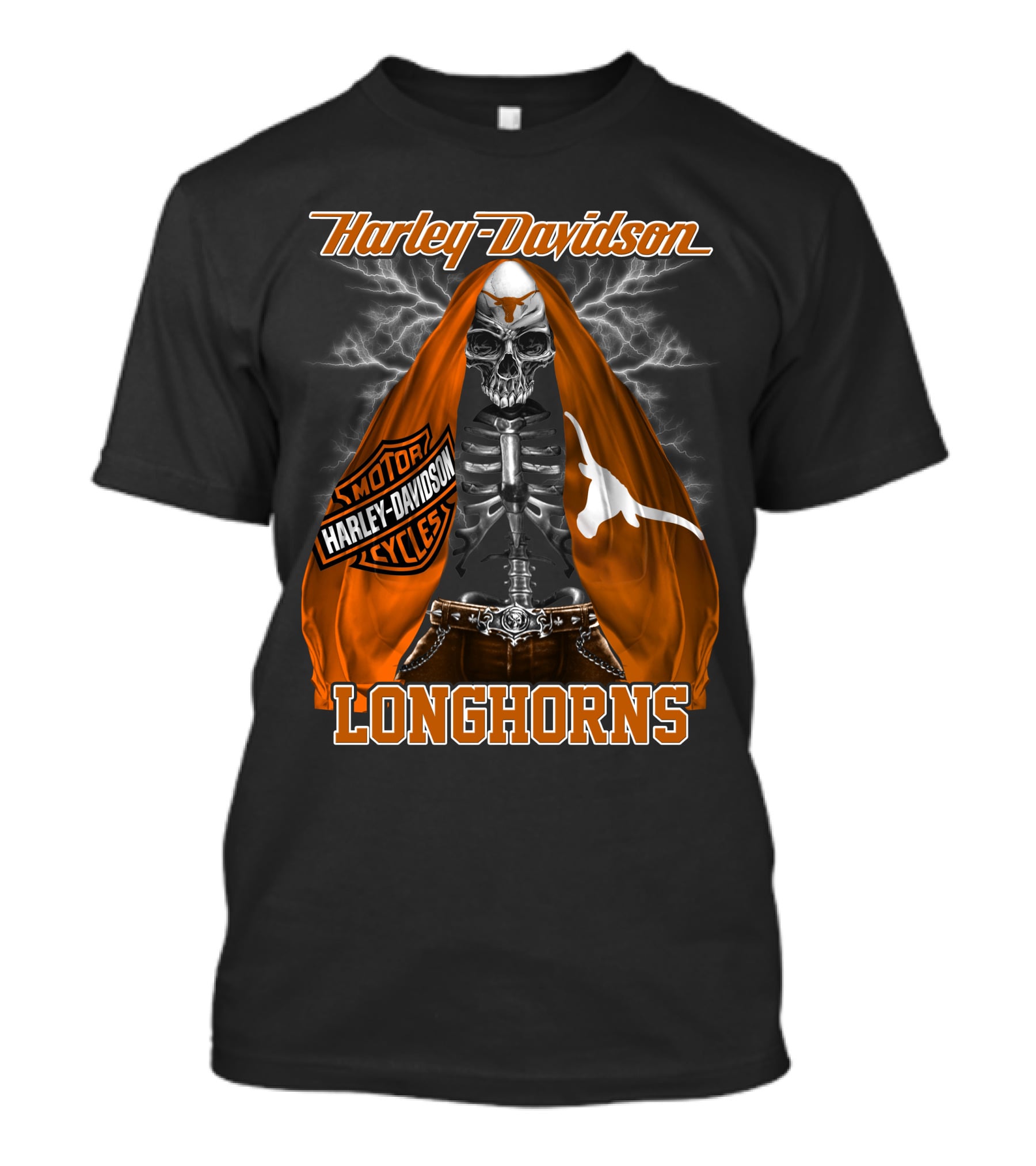 Harley Davidson Motorcycles Skeleton Longhorns T-Shirt