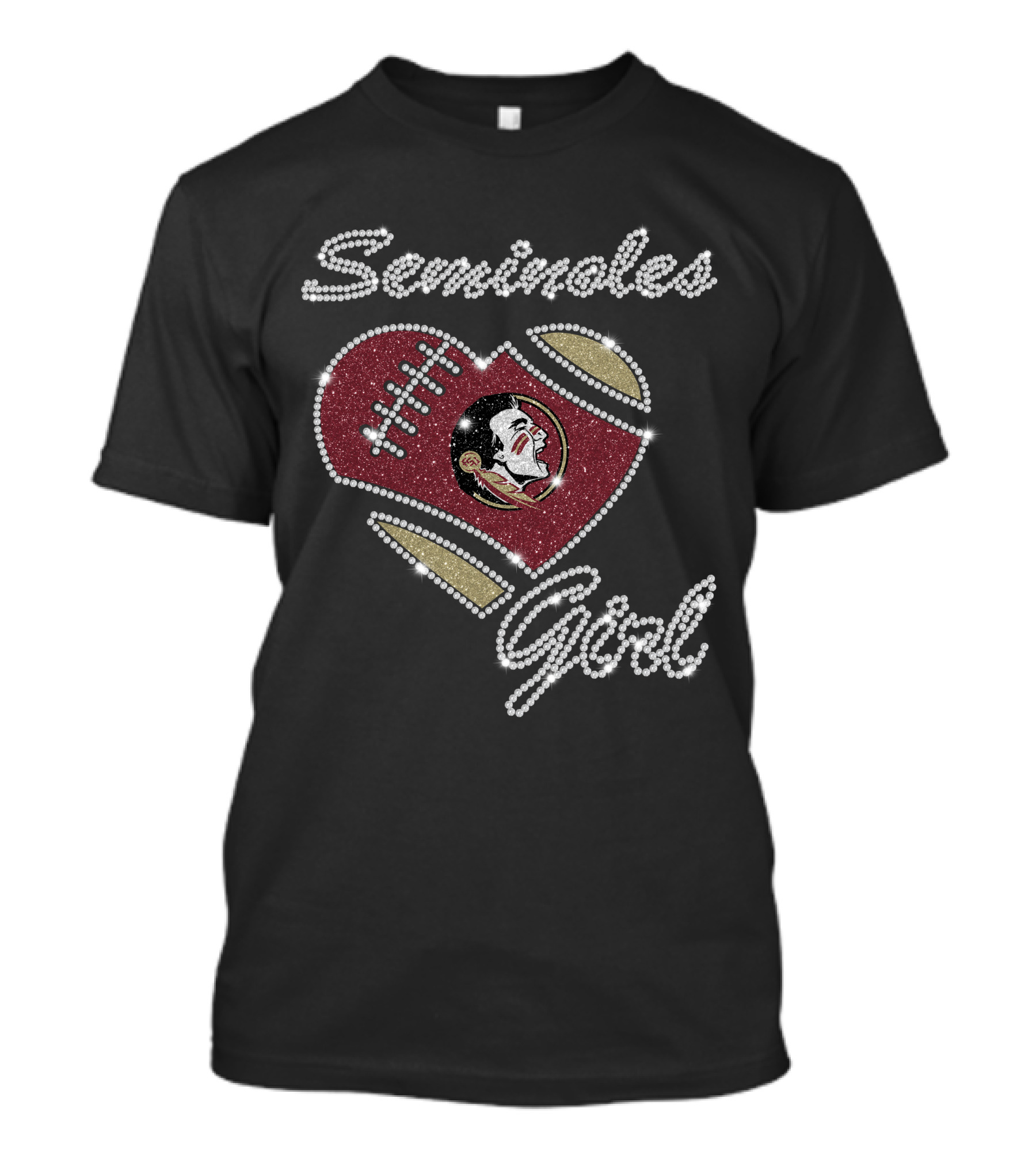 Seminoles Girl Heart Football Design Florida State T-Shirt