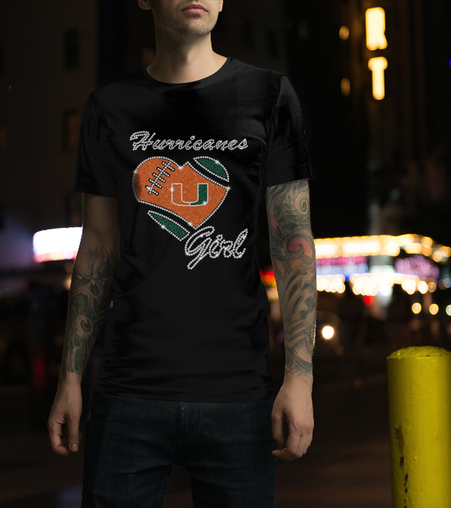 Hurricanes Girl Miami U Football Heart T-Shirt