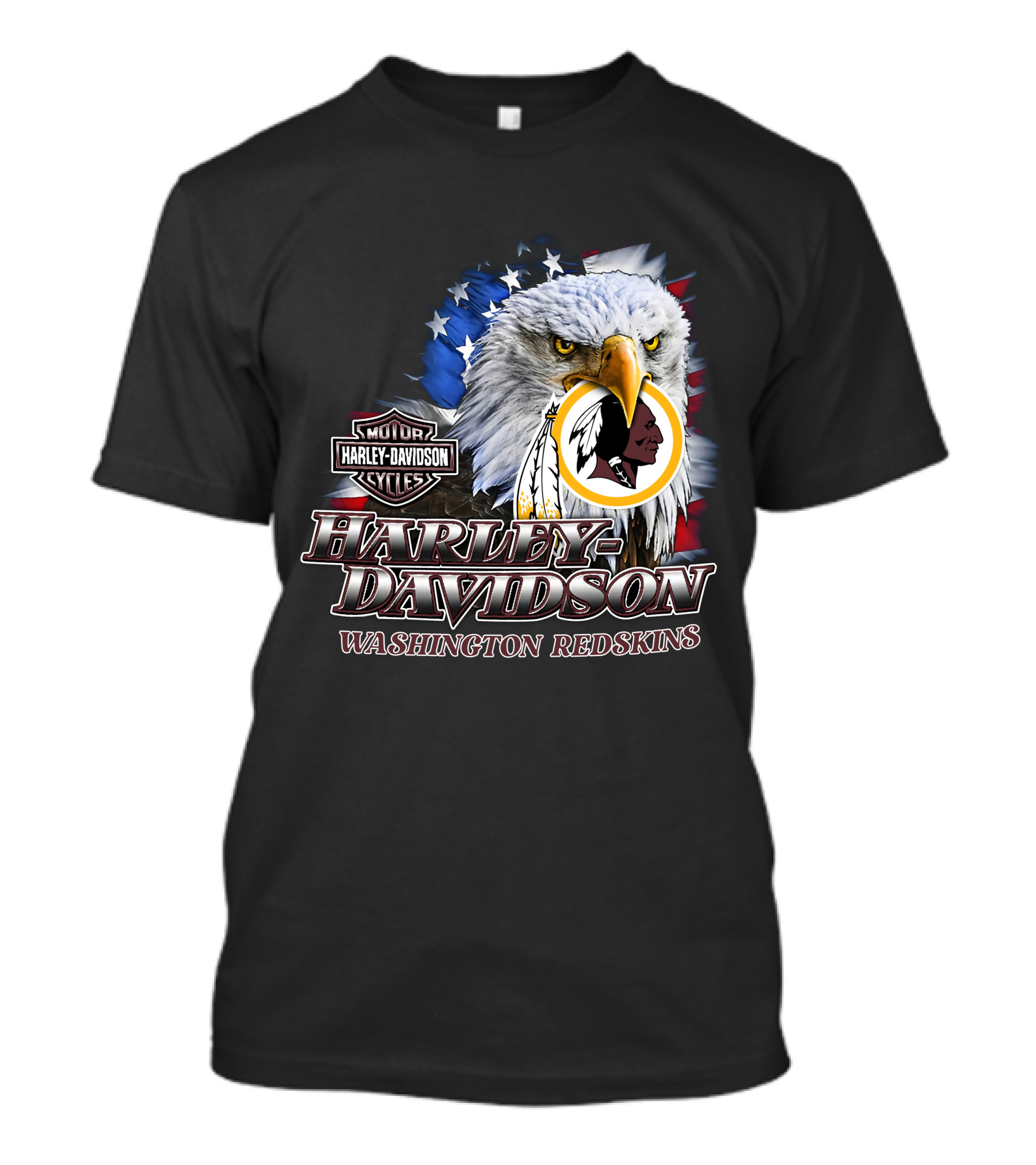 Washington Redskins Harley Davidson Nfl Eagles American Flag T-Shirt