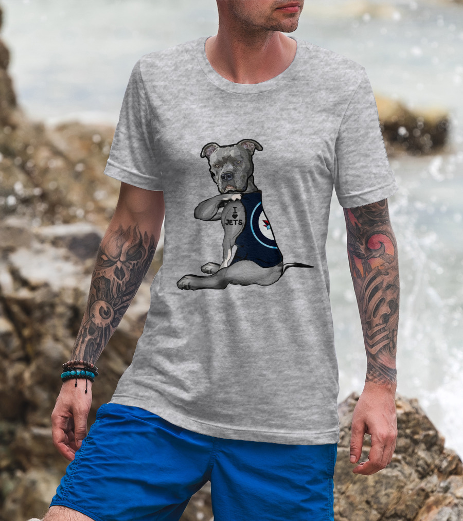 I Love Jets Pitbull Fan With Winnipeg Jets T-Shirt