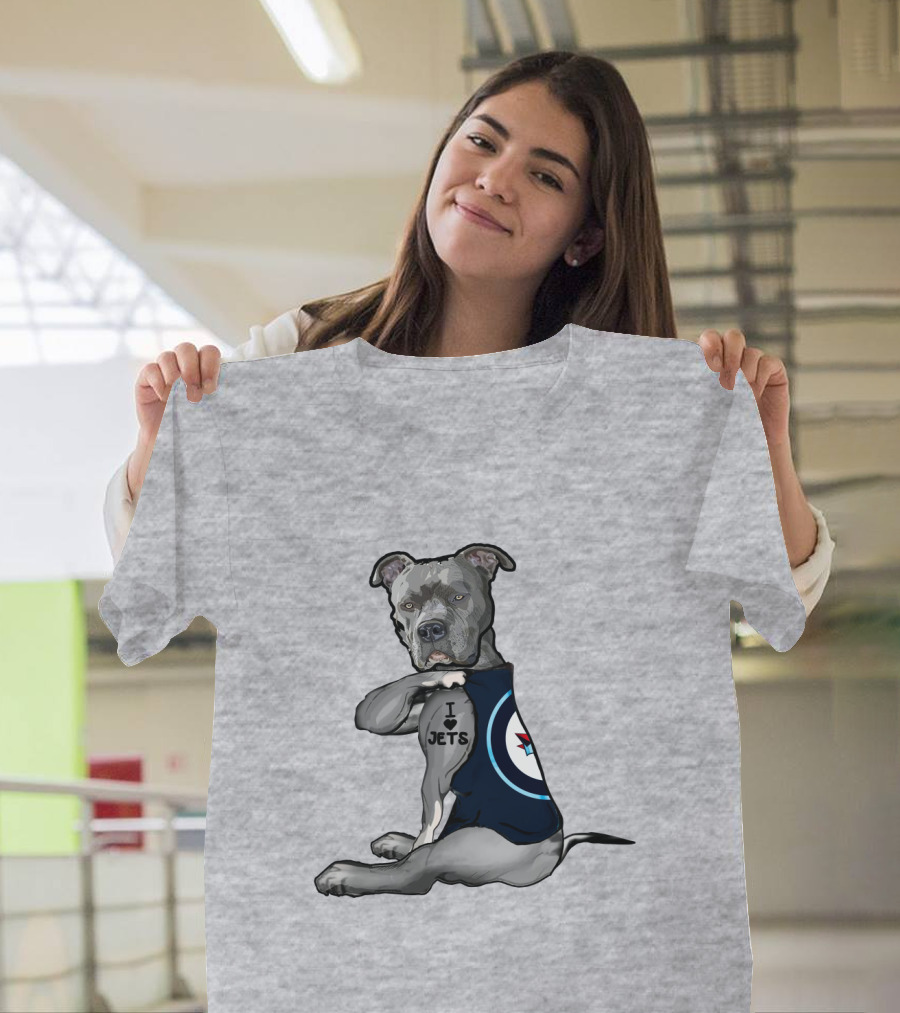 I Love Jets Pitbull Fan with Winnipeg Jets T-Shirt