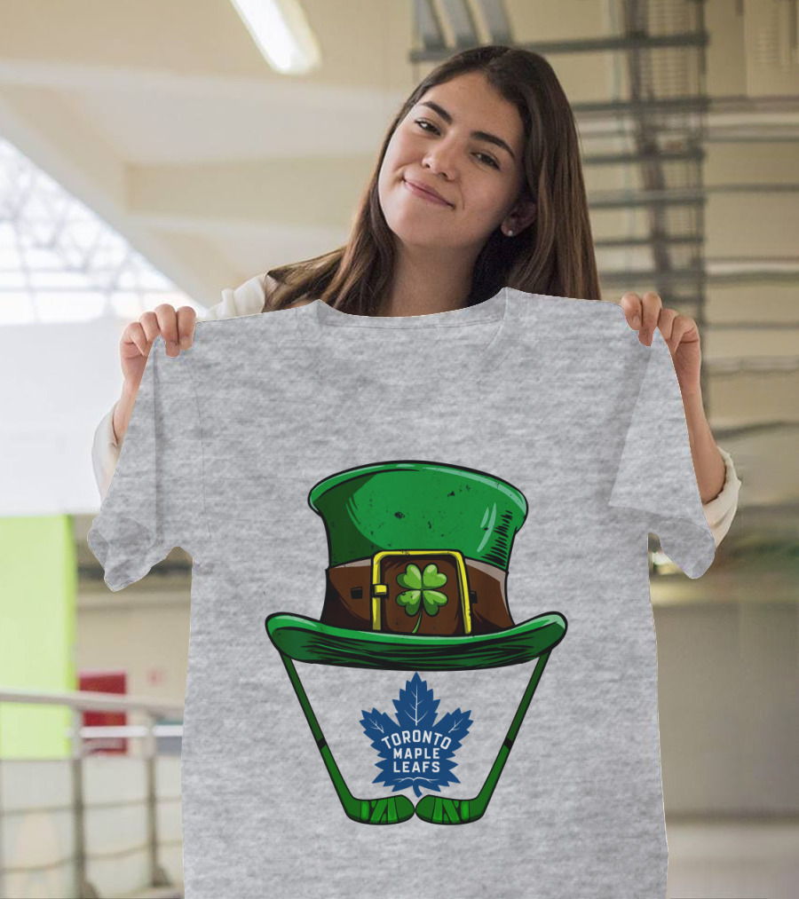 Toronto Maple Leafs St. Patrick's Day Hockey Hat and Clover T-Shirt