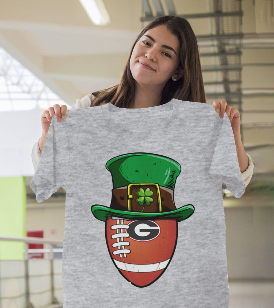 Georgia Bulldogs Football St Patrick's Day Shamrock Hat T-Shirt
