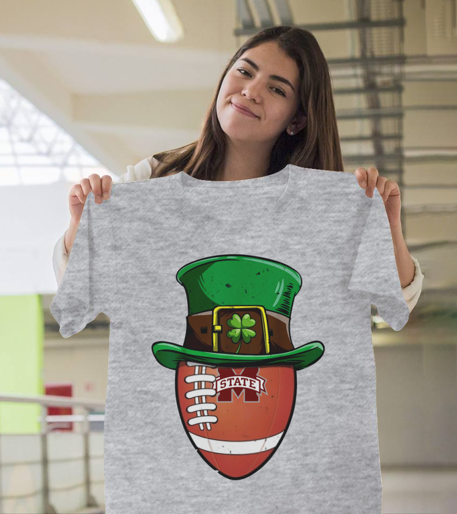 Mississippi State Bulldogs Football Leprechaun Hat Shamrock T-Shirt