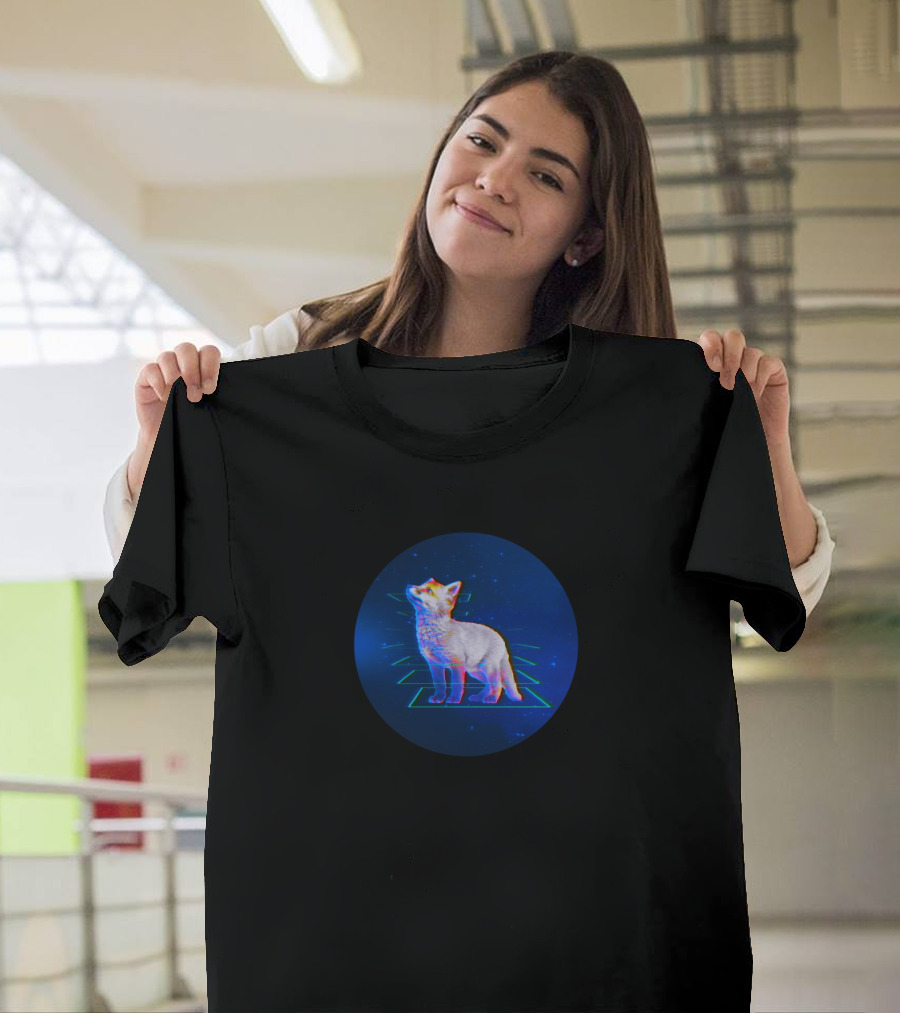 Juvenile Hyperobject Glitchy Corgi in Geometric Galaxy Sphere T-Shirt
