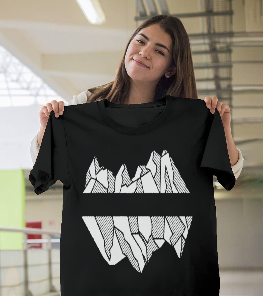 Geometric Illustration Mountain Mirror Symmetry T-Shirt