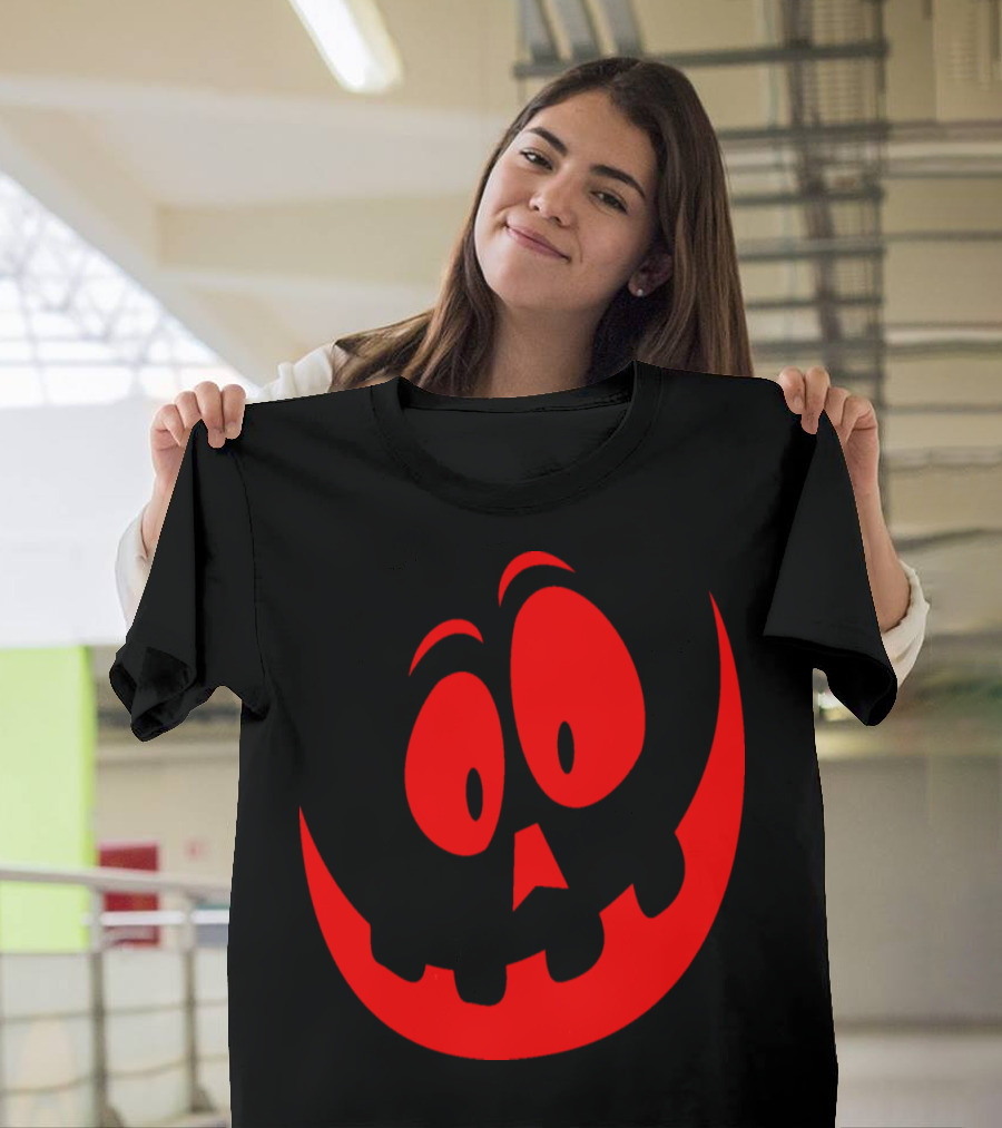 Happy Halloween Red Smiling Pumpkin Face T-Shirt