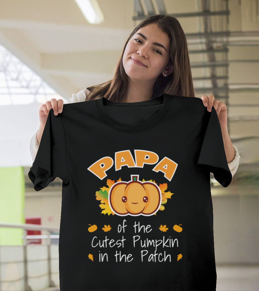 Papa of the Cutest Pumpkin in the Patch Autumn Fall T-Shirt