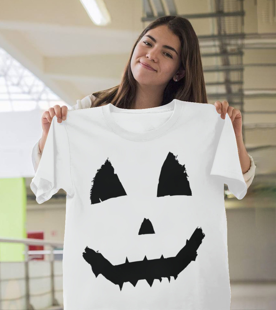 Black Pumpkin Smile Grinning Face T-Shirt