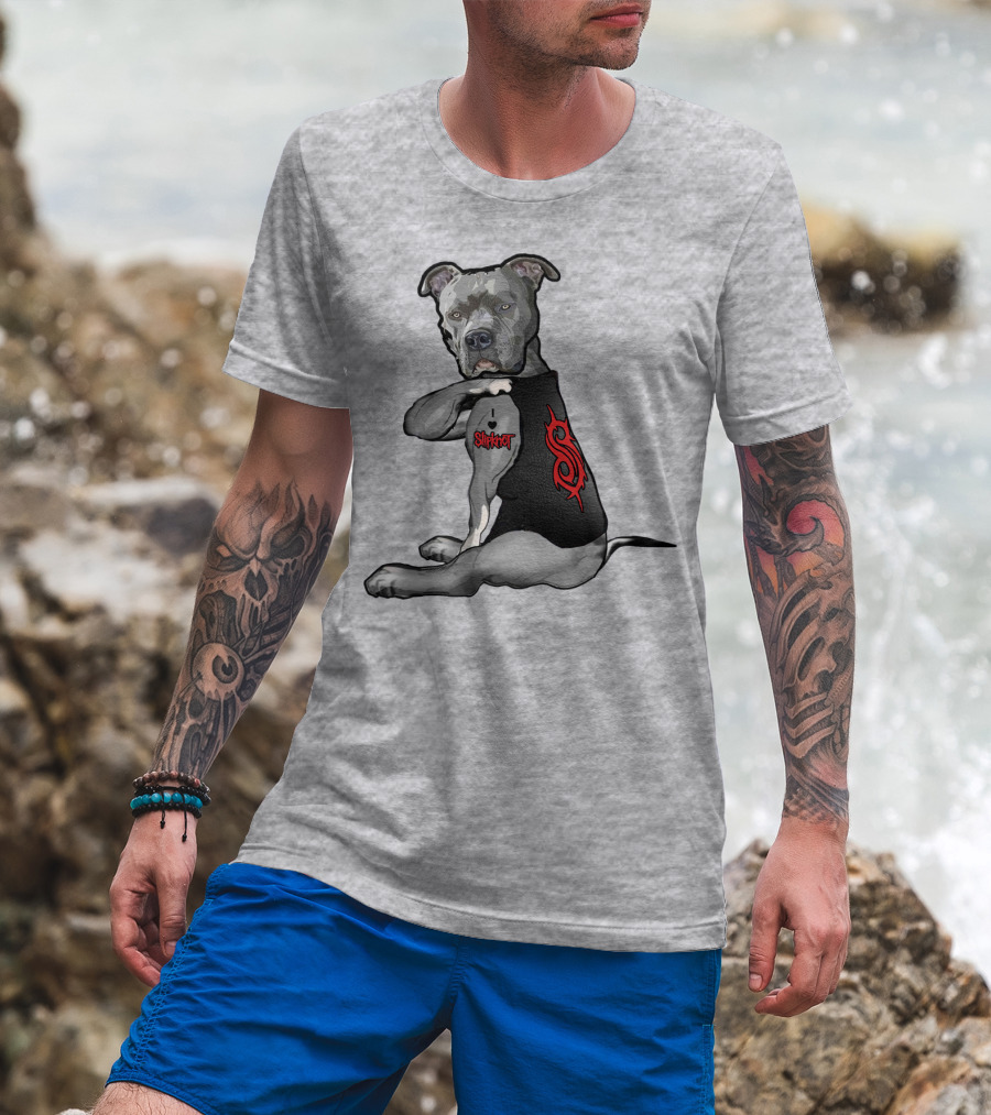 Slipknot Dog Ink Tattoo Icon With Band Logo And Vest T-Shirt