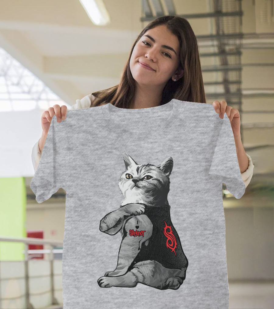 Slipknot Cat With Logo And Heart Tattoo T-Shirt