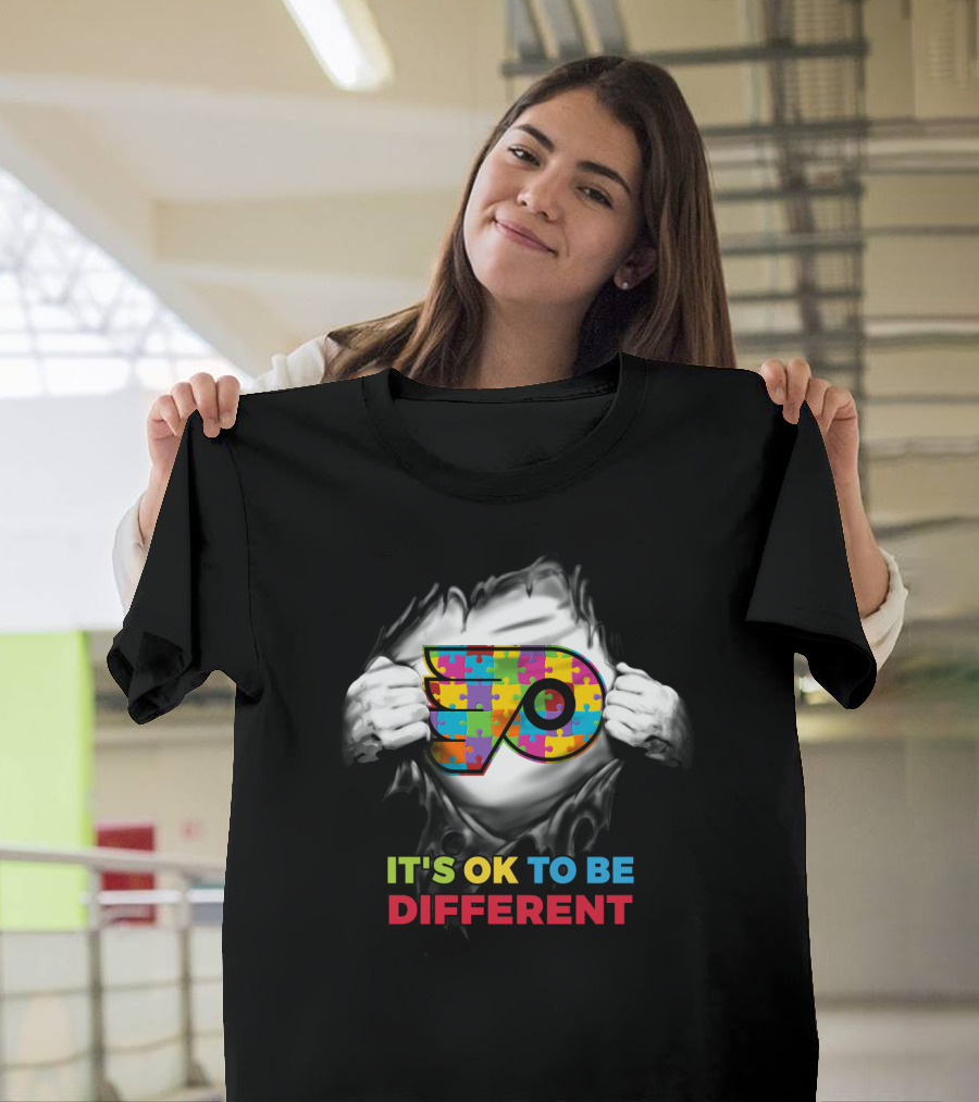 It's Ok To Be Different Autism Puzzle Flyer Nhl T-Shirt