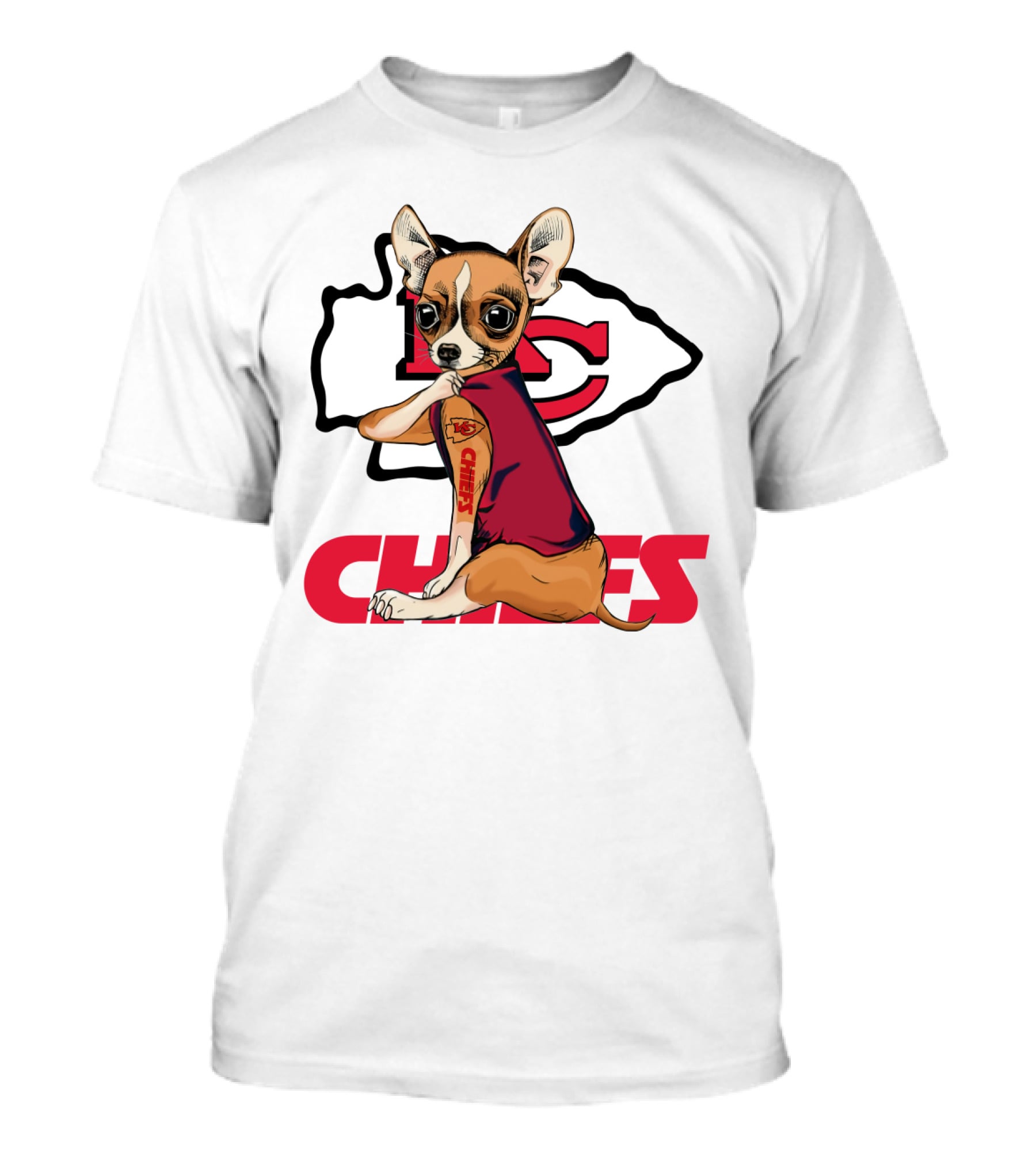 Chihuahua Chiefs Nfl Football Fan Team Spirit T-Shirt