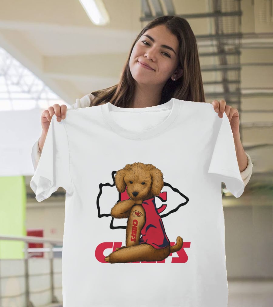 Poodle Chiefs KC Chiefs Logo Dog In Red Jersey T-Shirt