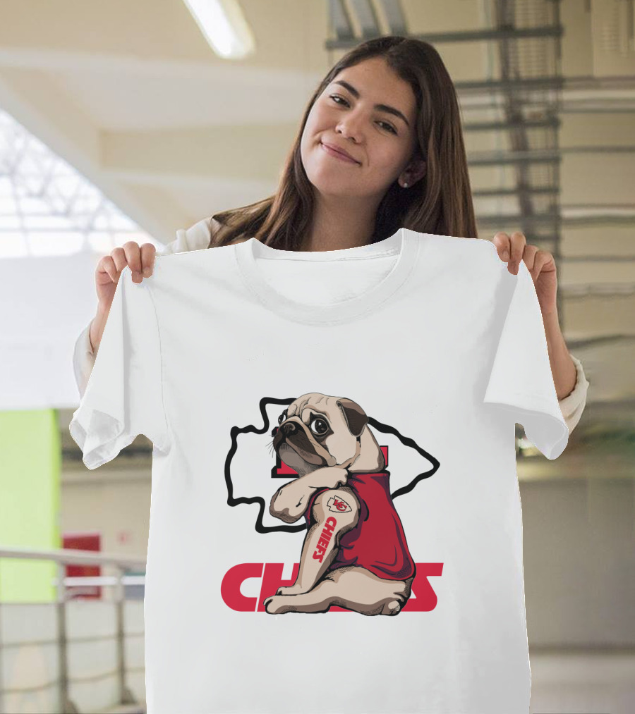 Pug Chiefs Kansas City Logo Tattoo Red Jersey T-Shirt