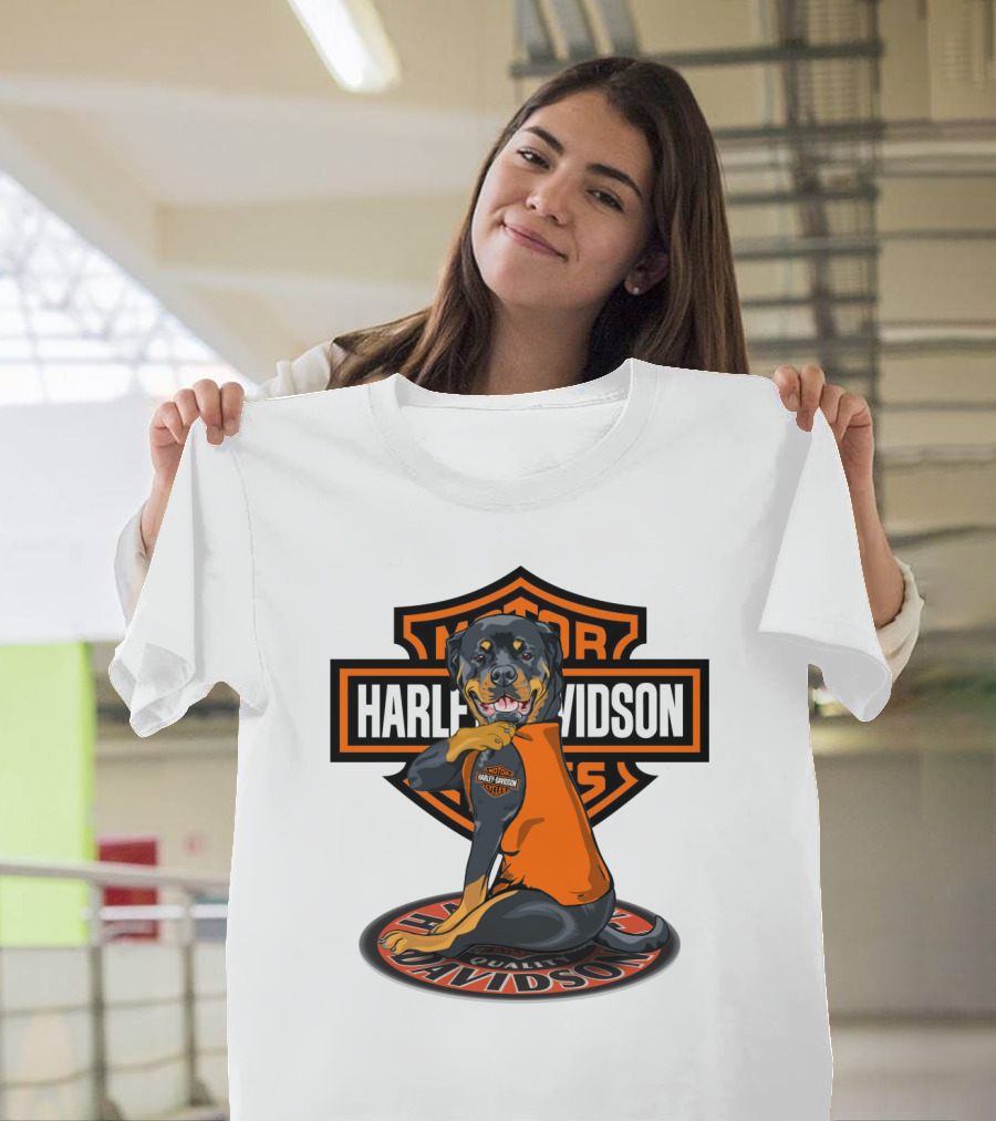 Harley Davidson Motorcycles Rottweiler T-Shirt