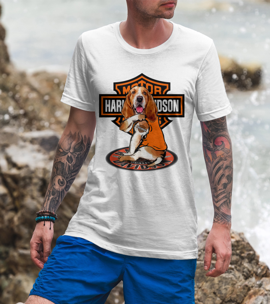Harley Davidson Basset Hound Motor T-Shirt