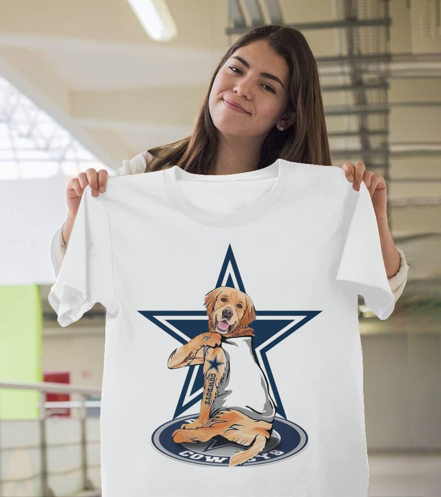 Cowboys Golden Retriever Tattoo Star T-Shirt