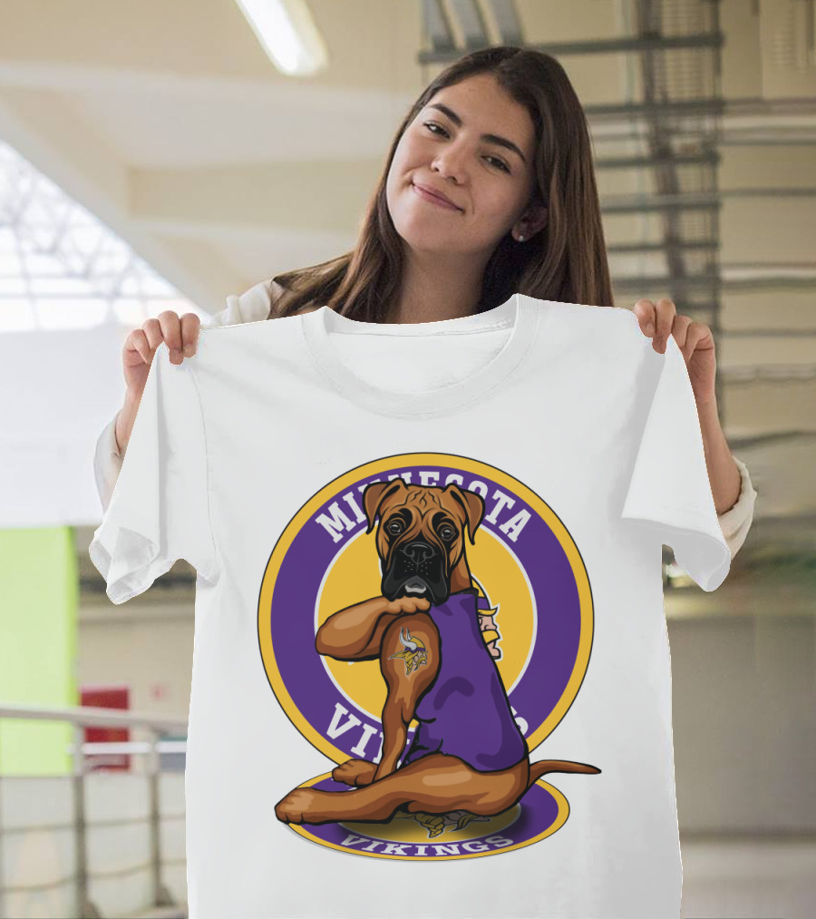 Minnesota Vikings Boxer Dog Tattoo T-Shirt