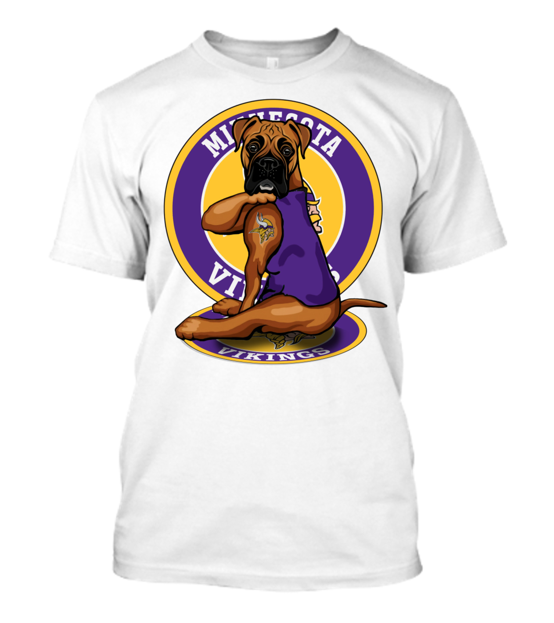 Minnesota Vikings Boxer Dog Tattoo T-Shirt