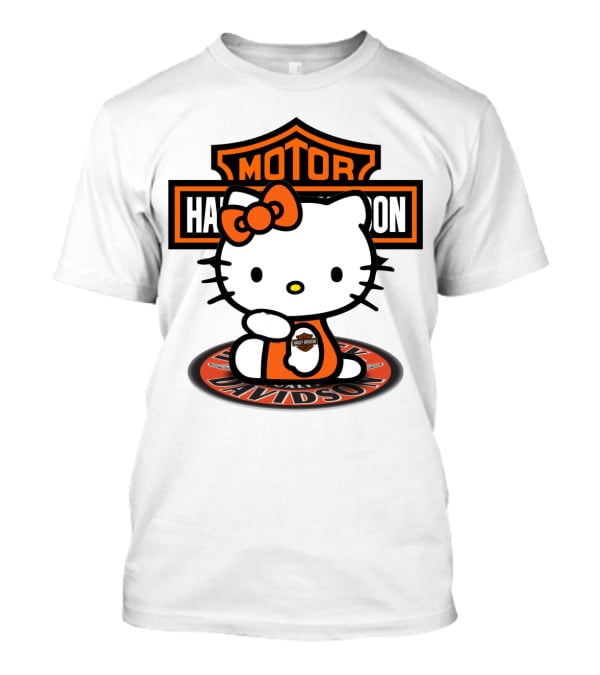 Harley Davidson Hello Kitty Motorcycles Logo Collaboration T-Shirt
