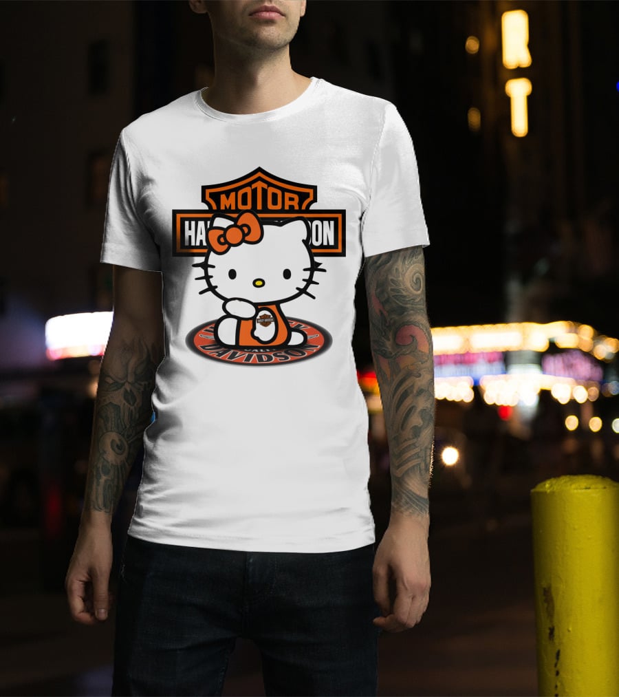 Harley Davidson Hello Kitty Motorcycles Logo Collaboration T-Shirt