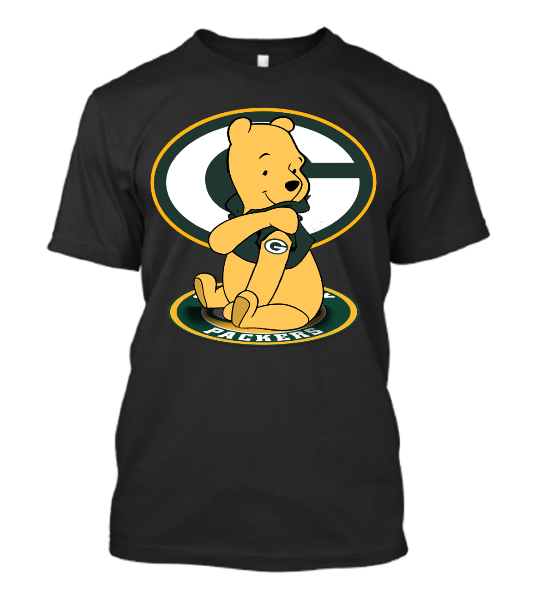 Pooh Green Bay Packers Crossover Football Bear T-Shirt