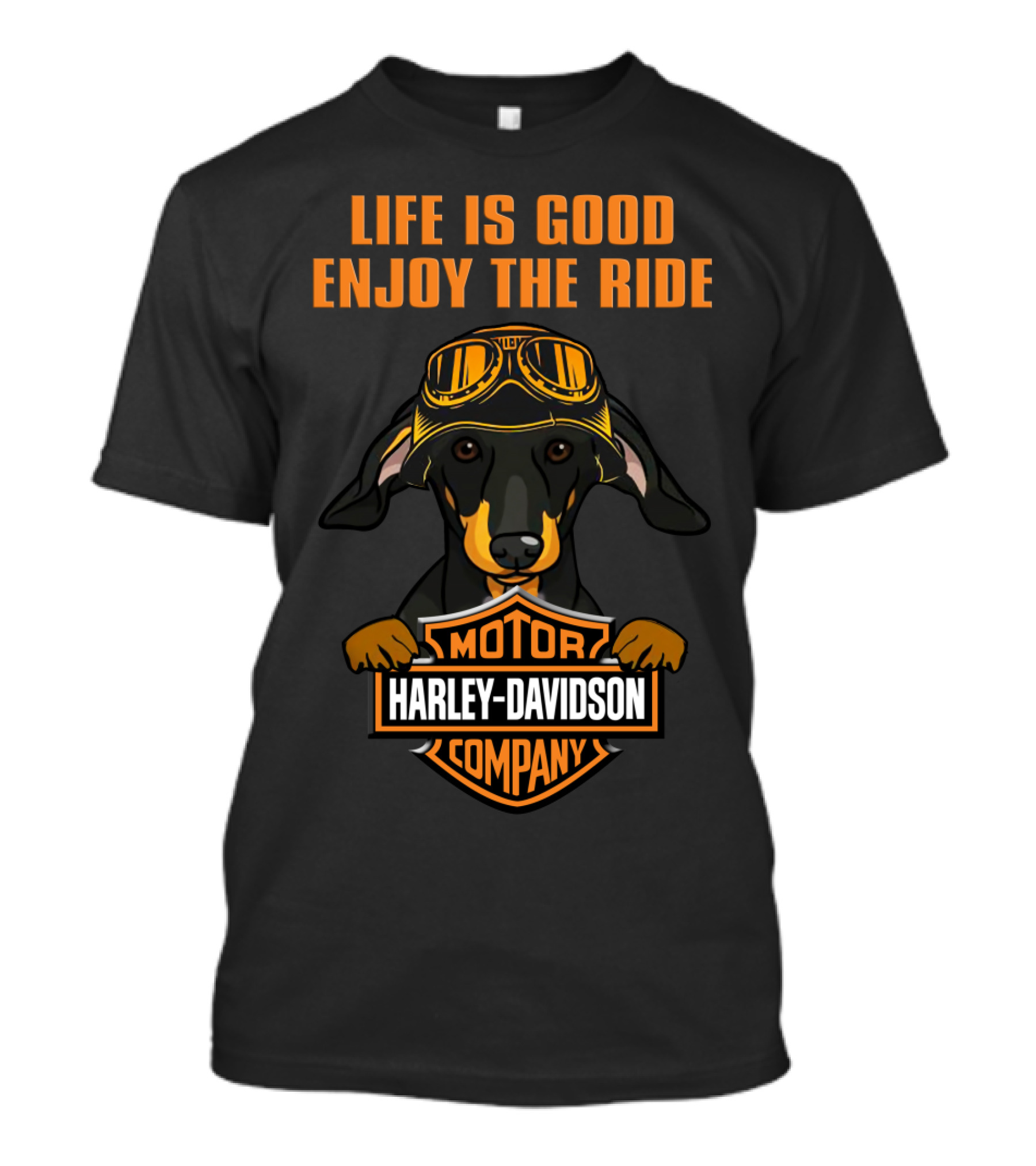 Life Is Good Enjoy The Ride Harley Davidson Dachshund Motor Company T-Shirt
