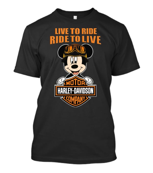 Live To Ride Ride To Live Harley Davidson Mickey Mouse Motor Company T-Shirt