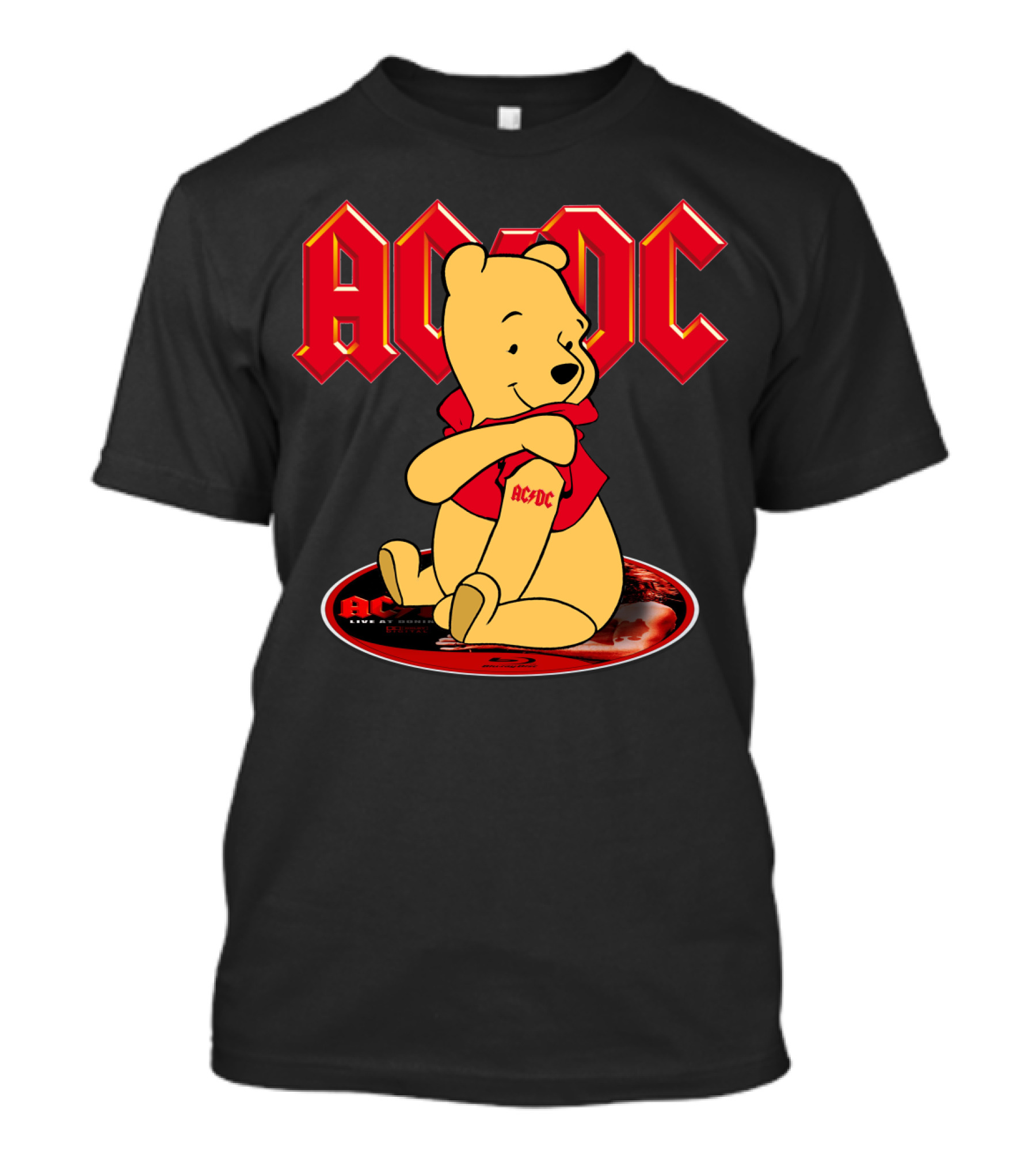 Acdc Pooh Bear Red Logo Crossover T-Shirt