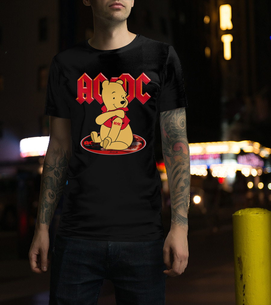 Acdc Pooh Bear Red Logo Crossover T-Shirt