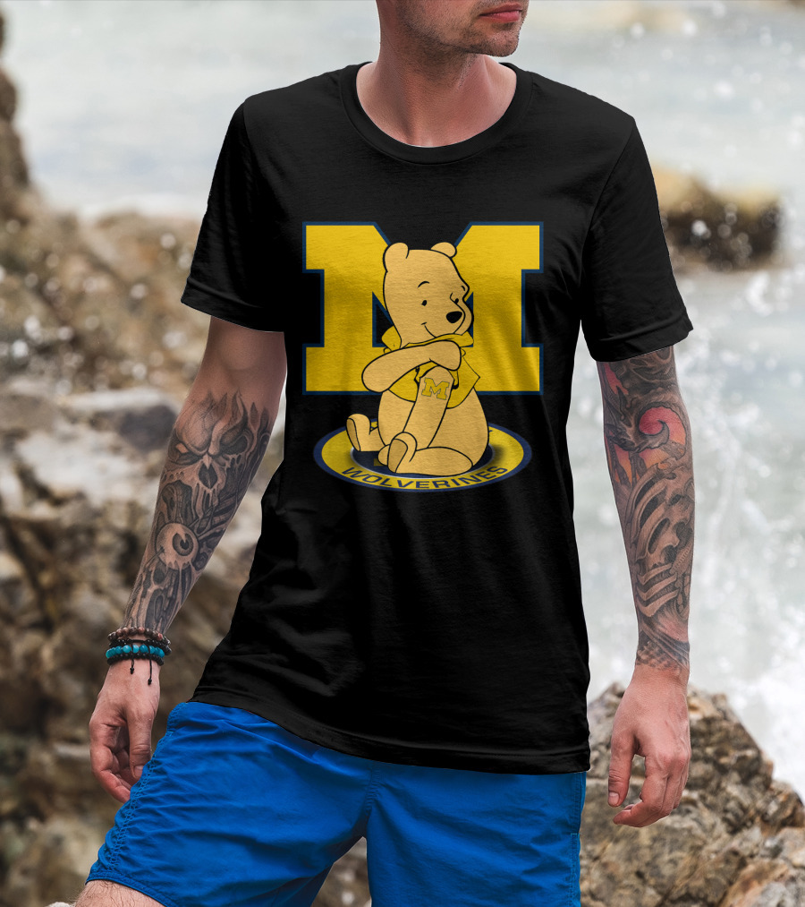 Pooh Bear Michigan Wolverines M Logo T-Shirt