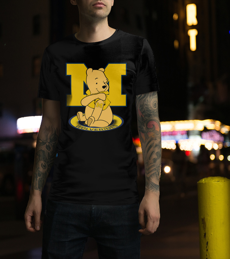 Pooh Bear Michigan Wolverines M Logo T-Shirt