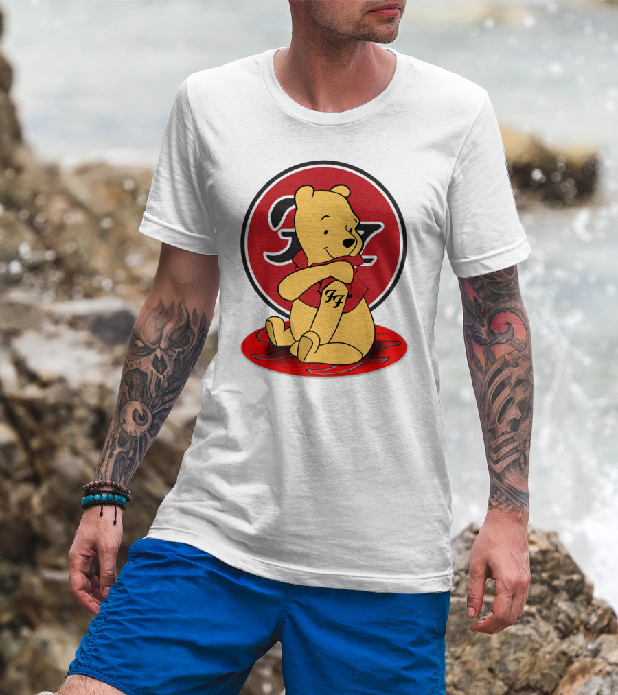 Pooh Bear Foo Fighters Logo Crossover T-Shirt